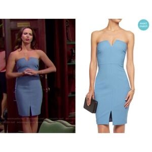 Elizabeth and James Naveen‎ Mineral Blue Strapless V-Notch Slit Dress - Size 4